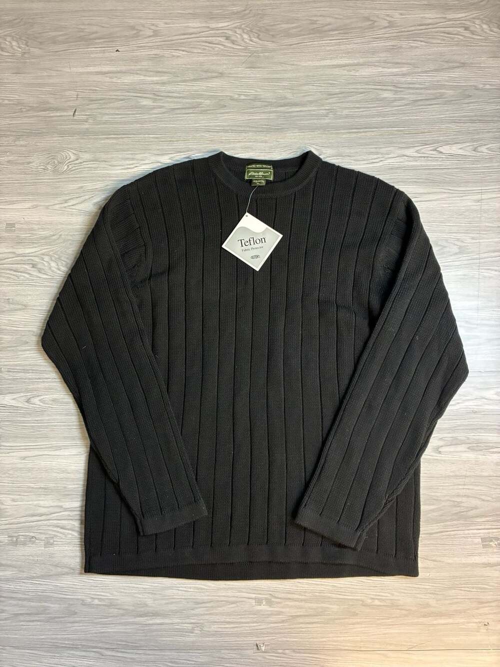 Eddie Bauer Black Ribbed Crew Neck Long Sleeve Sweater Size XL